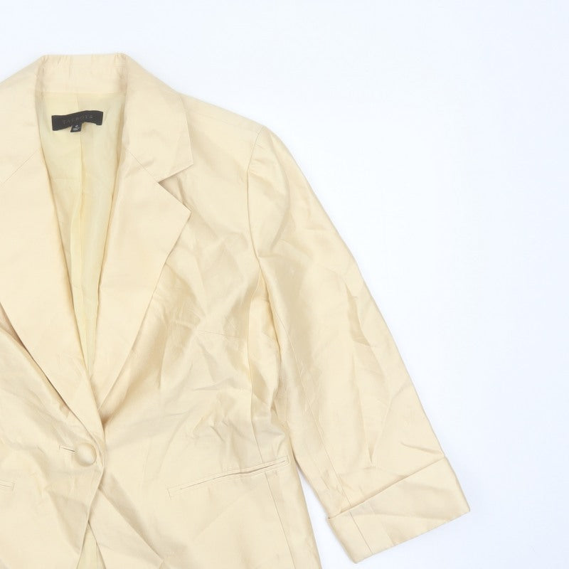Talbots Women Ivory UK 10 Silk Cotton Single-Breasted Blazer