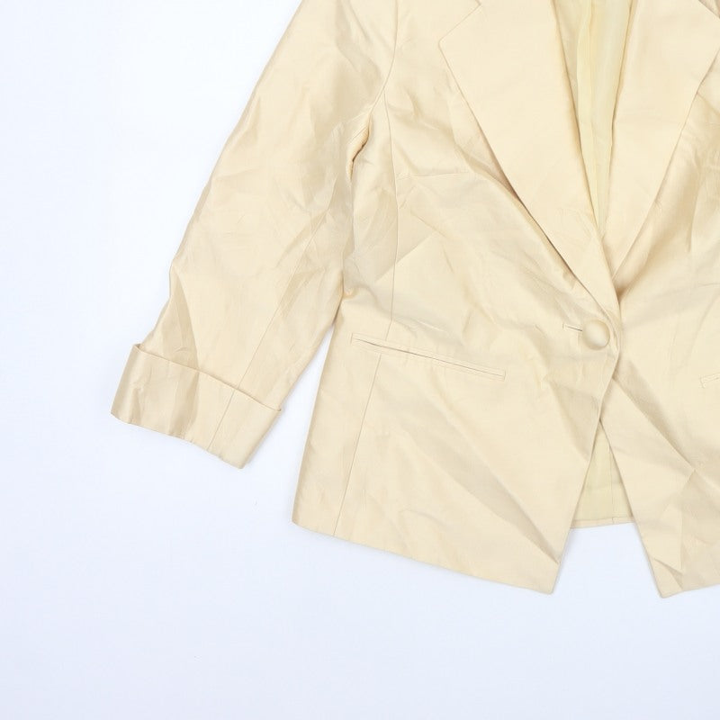Talbots Women Ivory UK 10 Silk Cotton Single-Breasted Blazer