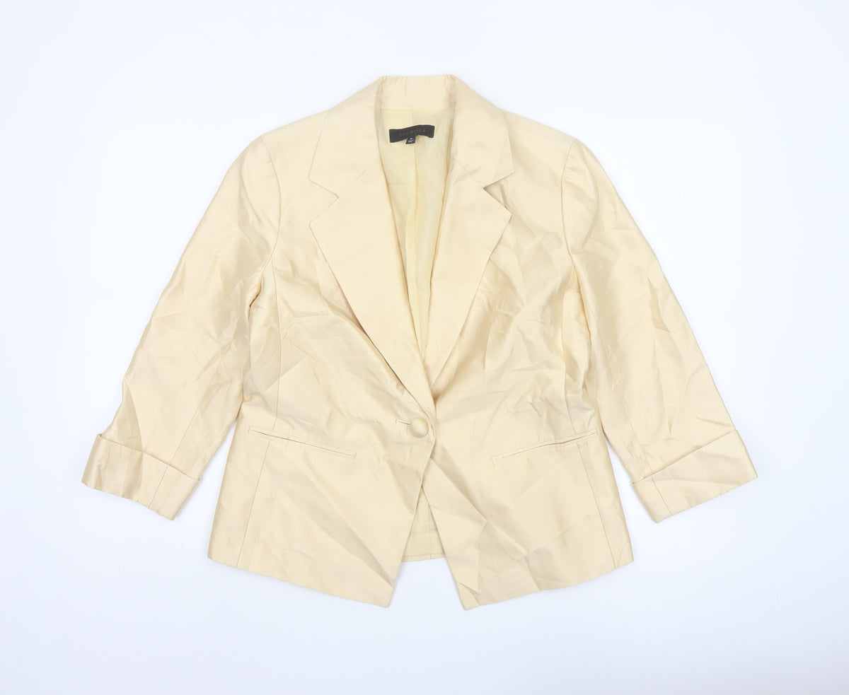 Talbots Women Ivory UK 10 Silk Cotton Single-Breasted Blazer