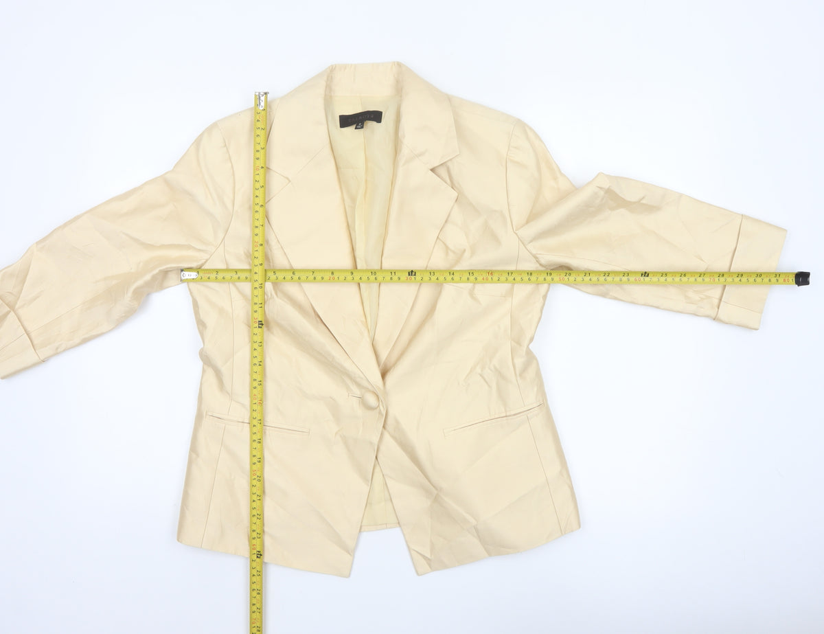 Talbots Women Ivory UK 10 Silk Cotton Single-Breasted Blazer