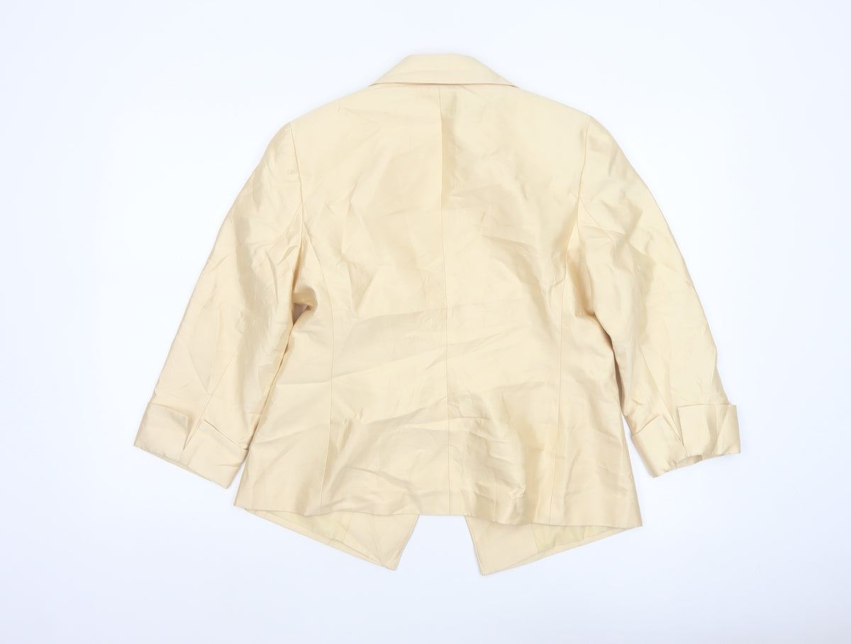 Talbots Women Ivory UK 10 Silk Cotton Single-Breasted Blazer