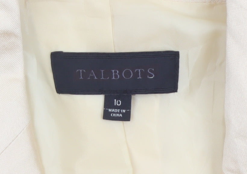 Talbots Women Ivory UK 10 Silk Cotton Single-Breasted Blazer