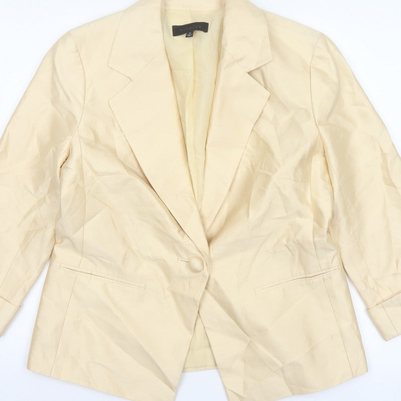 Talbots Women Ivory UK 10 Silk Cotton Single-Breasted Blazer