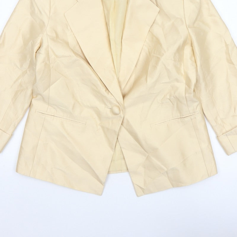 Talbots Women Ivory UK 10 Silk Cotton Single-Breasted Blazer
