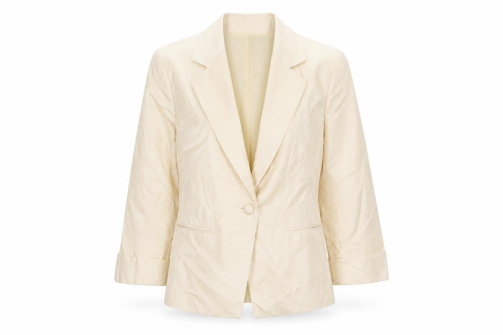 Talbots Women Ivory UK 10 Silk Cotton Single-Breasted Blazer