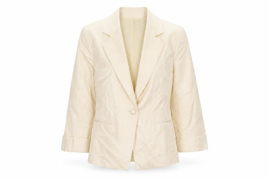 Talbots Women Ivory UK 10 Silk Cotton Single-Breasted Blazer