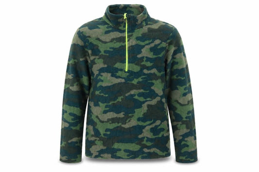 Mountain Warehouse Boys Green Camo 9-10 Years 1/4 Zip Fleece Sweatshirt