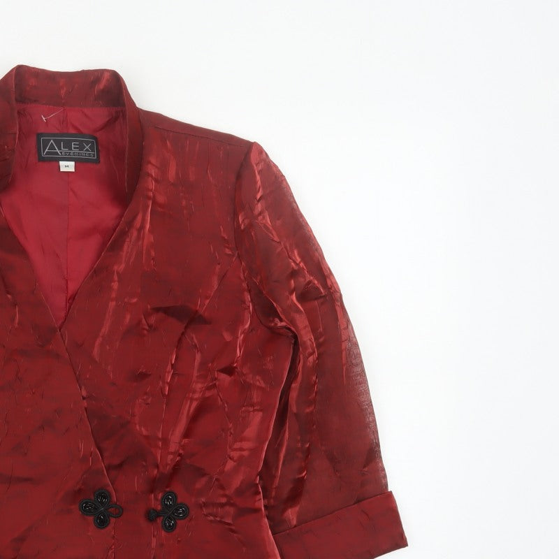 Alex Evenings Women Red M Textured Formal Blazer Jacket Lined