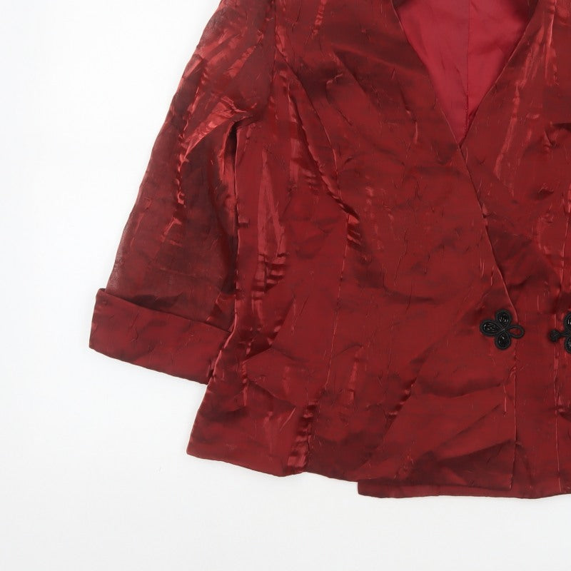 Alex Evenings Women Red M Textured Formal Blazer Jacket Lined