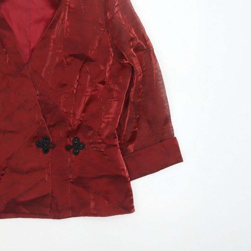 Alex Evenings Women Red M Textured Formal Blazer Jacket Lined