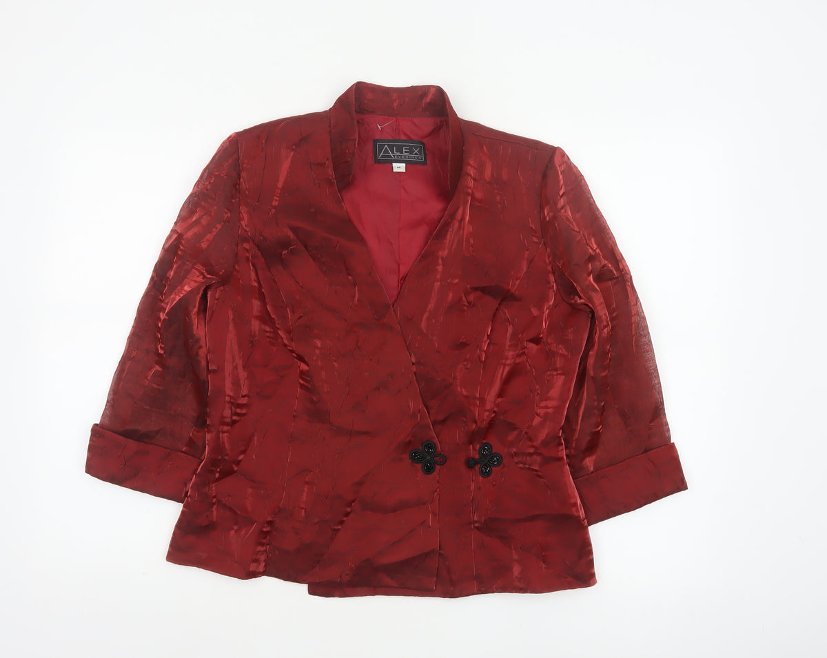 Alex Evenings Women Red M Textured Formal Blazer Jacket Lined