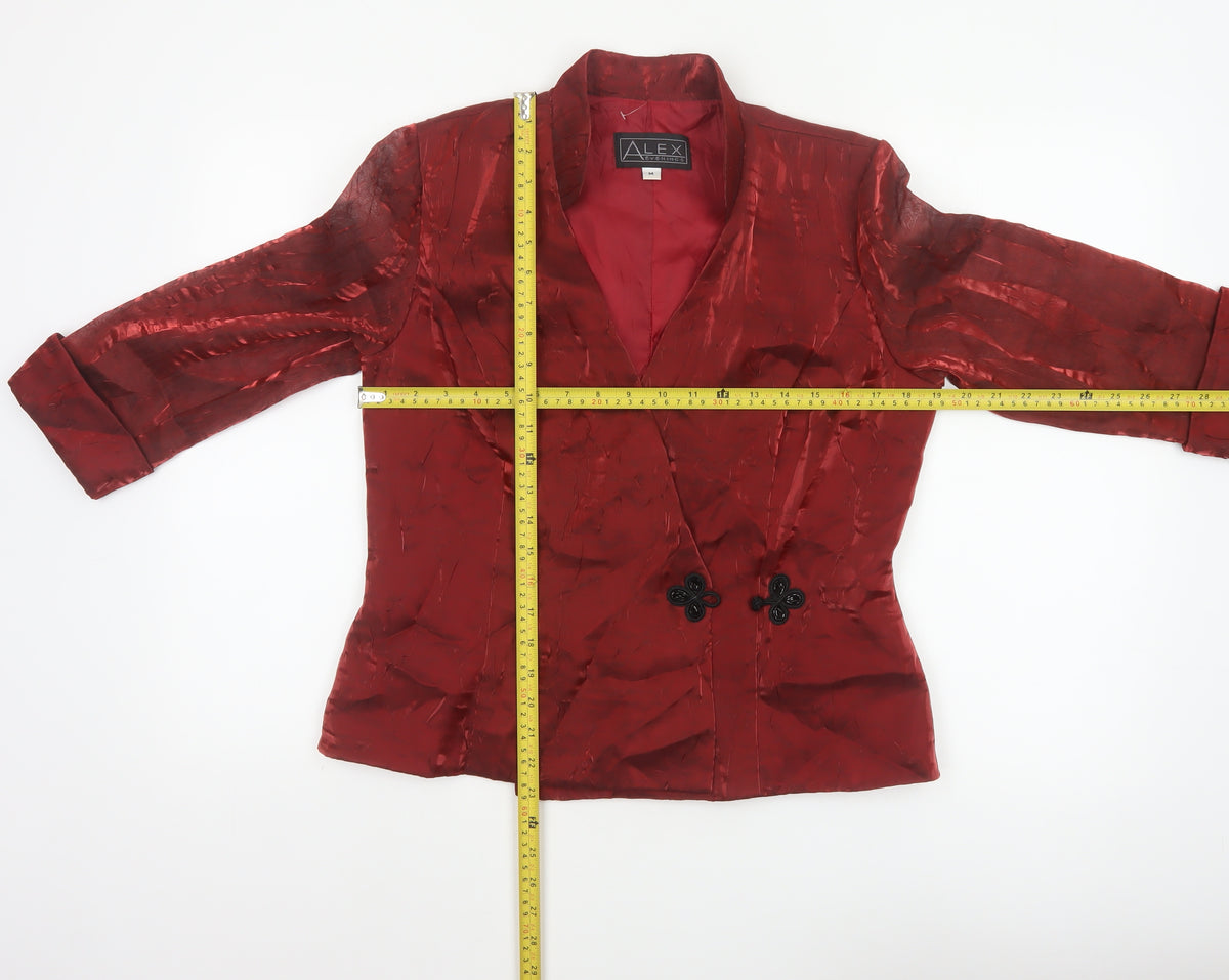 Alex Evenings Women Red M Textured Formal Blazer Jacket Lined