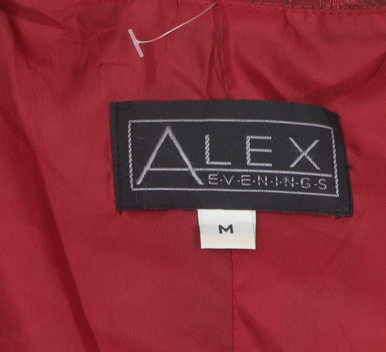 Alex Evenings Women Red M Textured Formal Blazer Jacket Lined