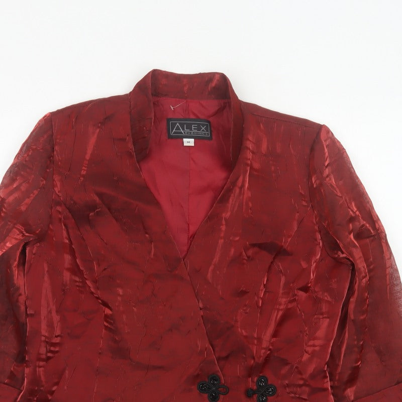 Alex Evenings Women Red M Textured Formal Blazer Jacket Lined