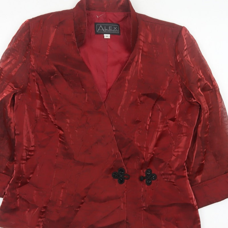 Alex Evenings Women Red M Textured Formal Blazer Jacket Lined