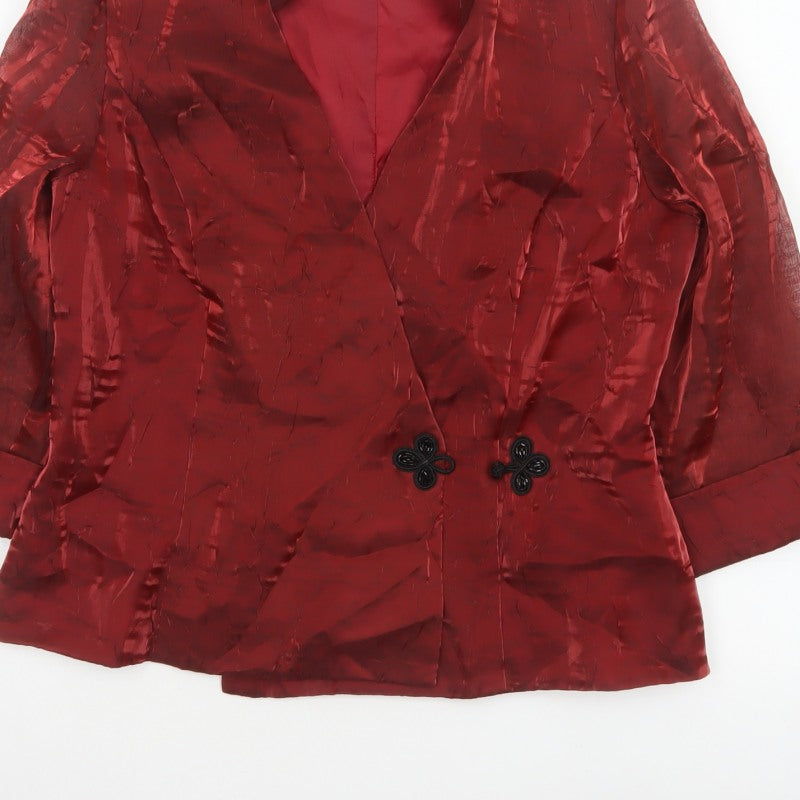 Alex Evenings Women Red M Textured Formal Blazer Jacket Lined