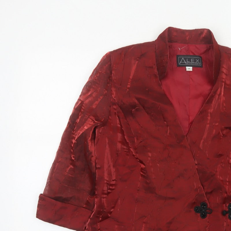 Alex Evenings Women Red M Textured Formal Blazer Jacket Lined