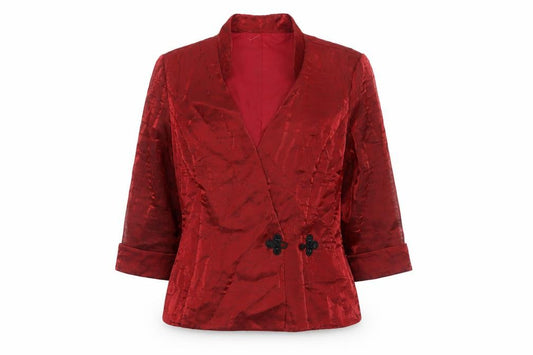 Alex Evenings Women Red M Textured Formal Blazer Jacket Lined
