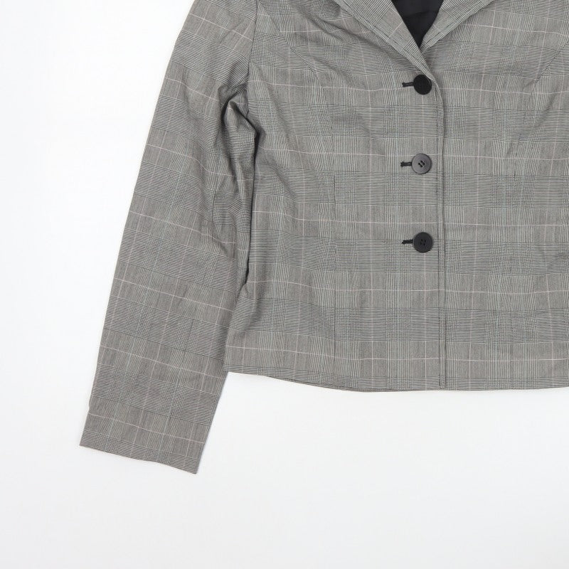 Madison Studio Women Grey UK 8 Plaid Single-Breasted Blazer