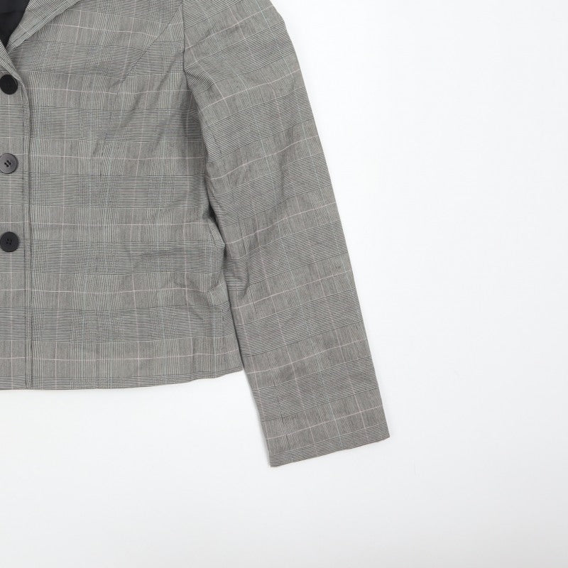 Madison Studio Women Grey UK 8 Plaid Single-Breasted Blazer