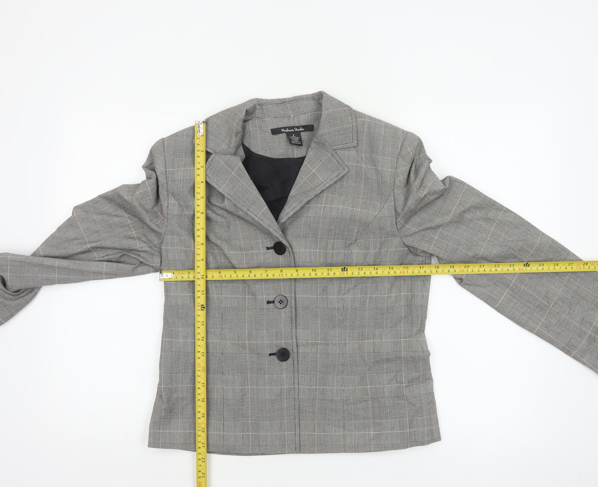 Madison Studio Women Grey UK 8 Plaid Single-Breasted Blazer