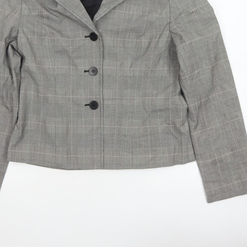 Madison Studio Women Grey UK 8 Plaid Single-Breasted Blazer