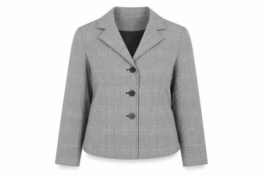 Madison Studio Women Grey UK 8 Plaid Single-Breasted Blazer