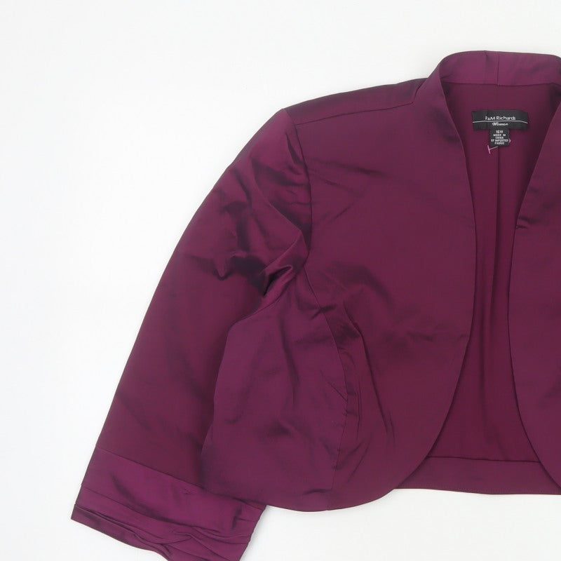 R&M Richards Women Purple 16W Cropped Stretch Shawl Blazer Jacket