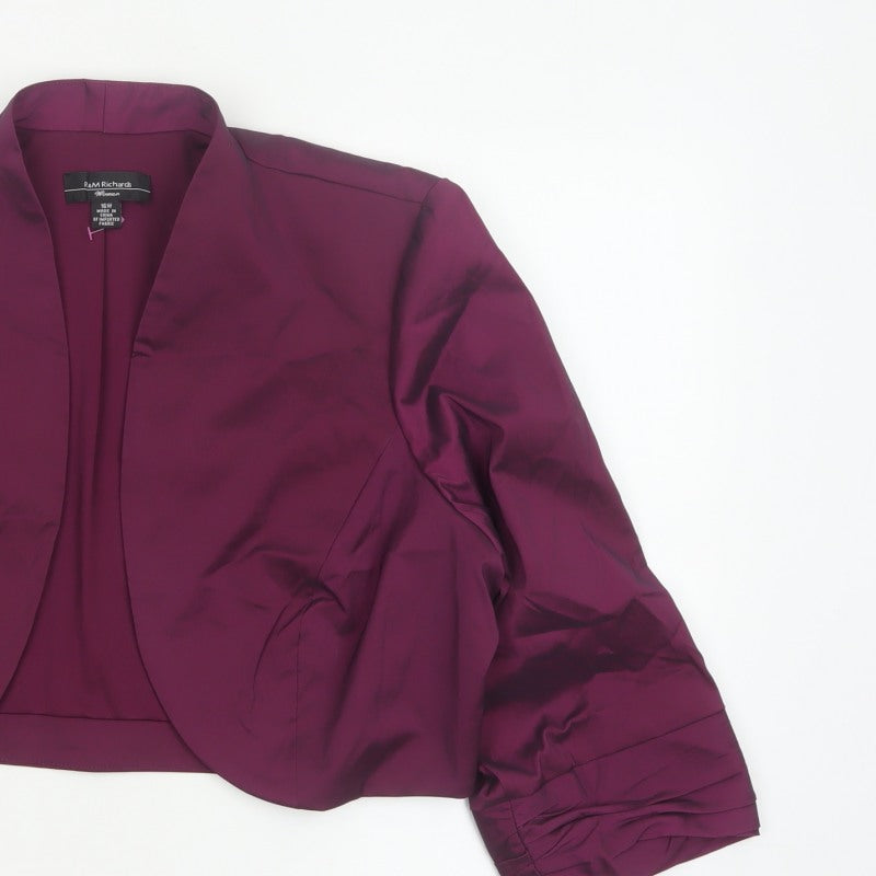 R&M Richards Women Purple 16W Cropped Stretch Shawl Blazer Jacket