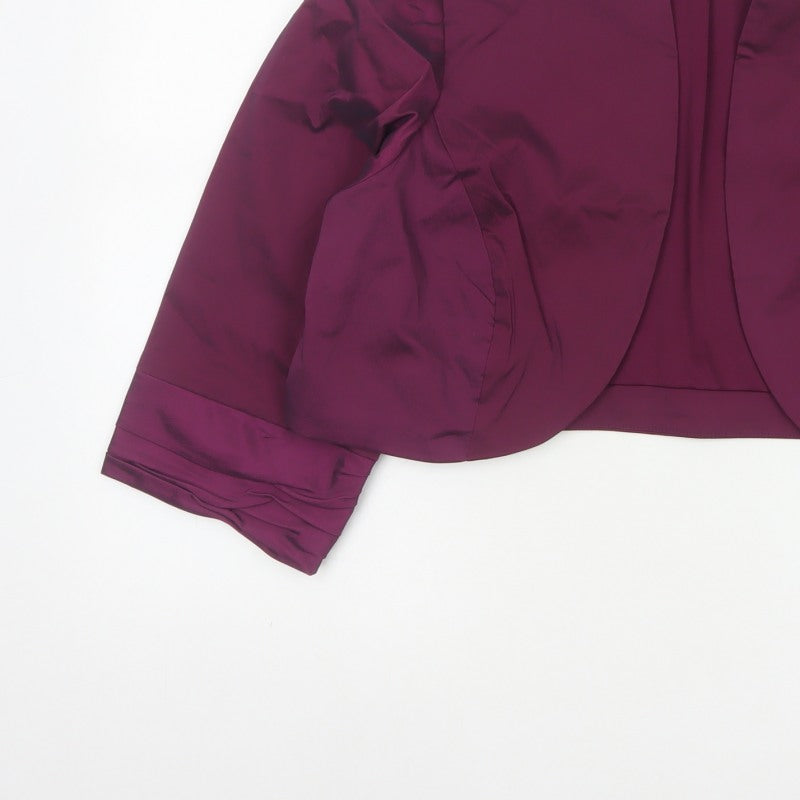 R&M Richards Women Purple 16W Cropped Stretch Shawl Blazer Jacket