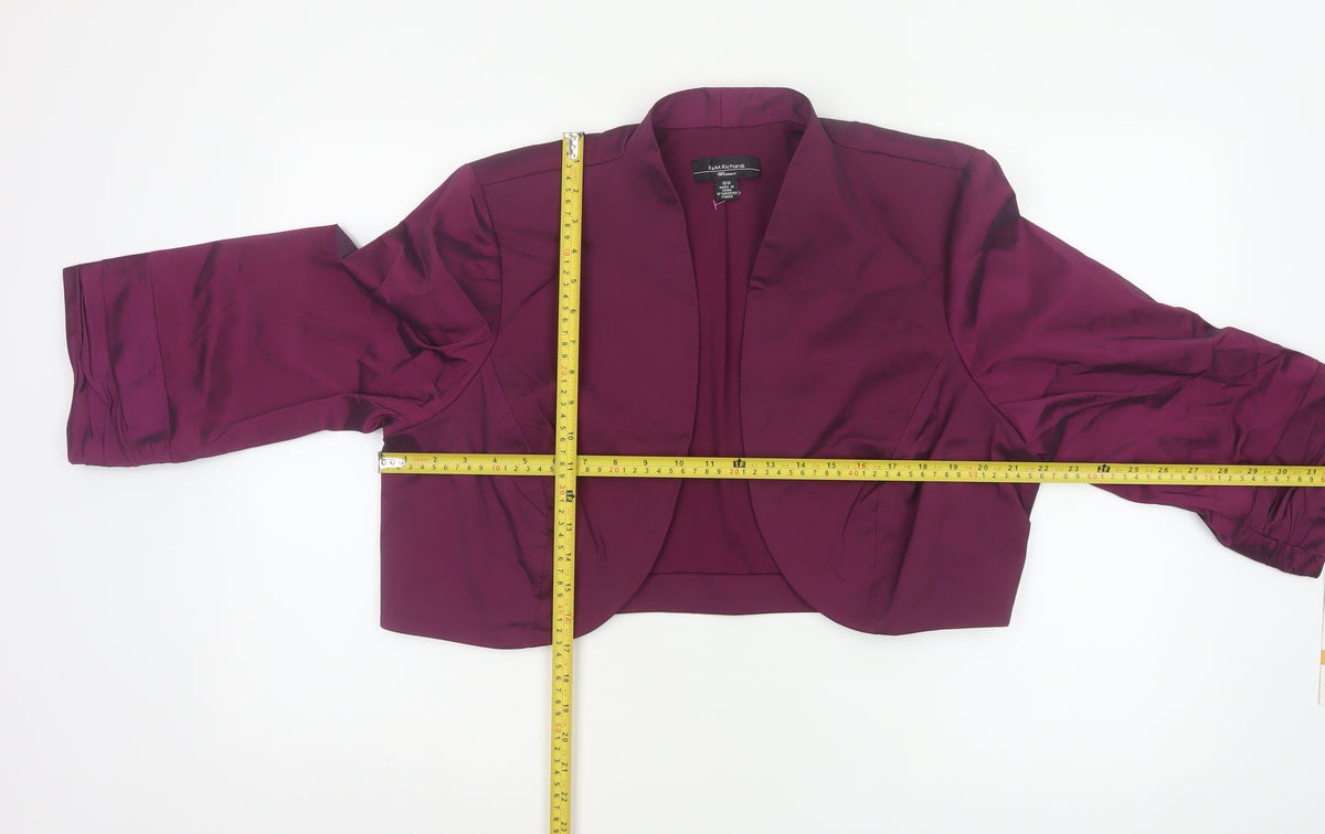 R&M Richards Women Purple 16W Cropped Stretch Shawl Blazer Jacket