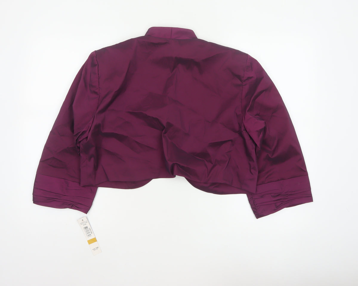R&M Richards Women Purple 16W Cropped Stretch Shawl Blazer Jacket