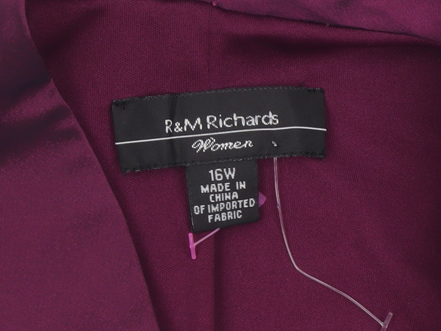 R&M Richards Women Purple 16W Cropped Stretch Shawl Blazer Jacket