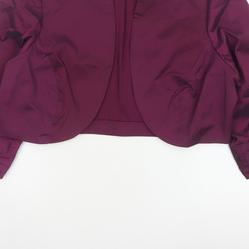 R&M Richards Women Purple 16W Cropped Stretch Shawl Blazer Jacket