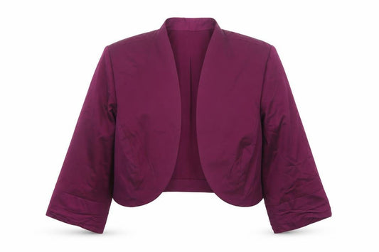 R&M Richards Women Purple 16W Cropped Stretch Shawl Blazer Jacket