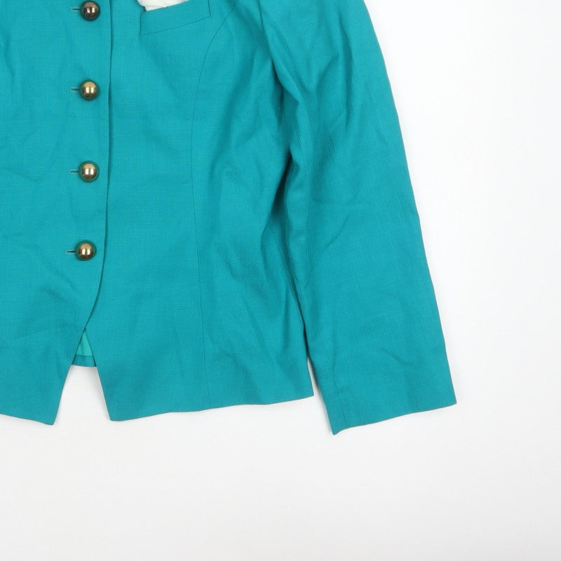 Worthington Women Blue Size 12 Tailored Lined Four Button Blazer Jacket