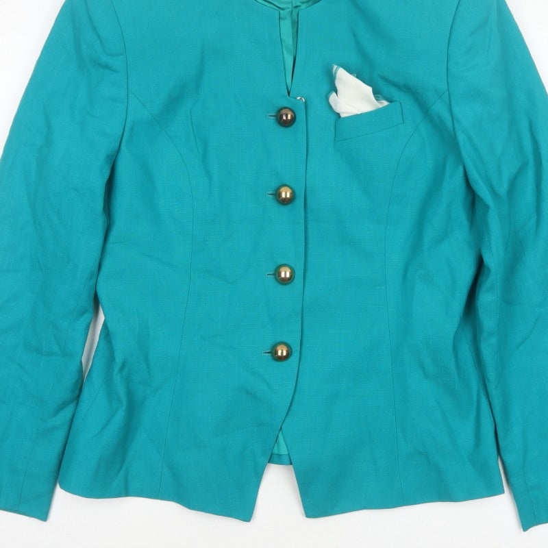Worthington Women Blue Size 12 Tailored Lined Four Button Blazer Jacket
