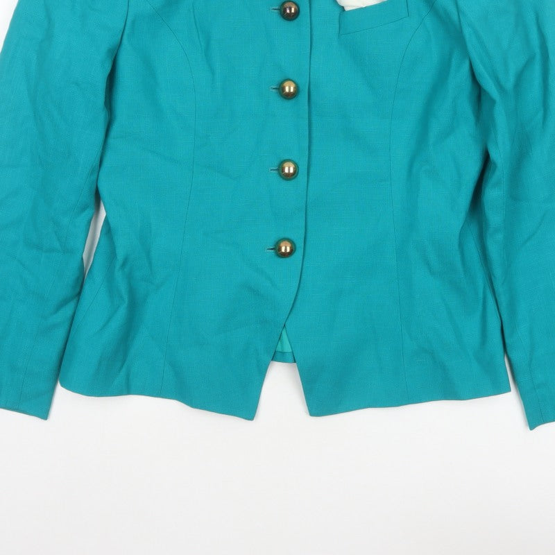 Worthington Women Blue Size 12 Tailored Lined Four Button Blazer Jacket