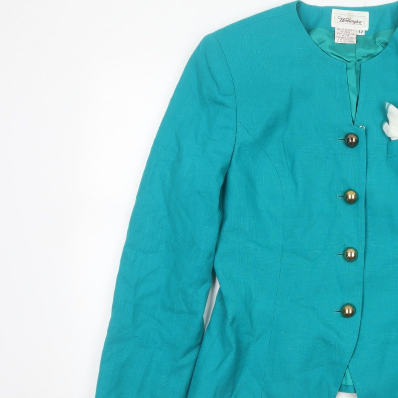 Worthington Women Blue Size 12 Tailored Lined Four Button Blazer Jacket