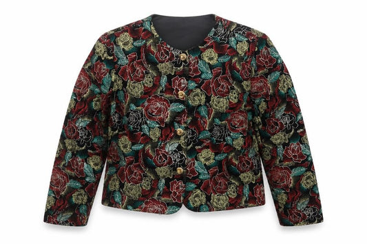 Joanna Women Multicoloured L Floral Metallic Vintage Blazer Jacket USA