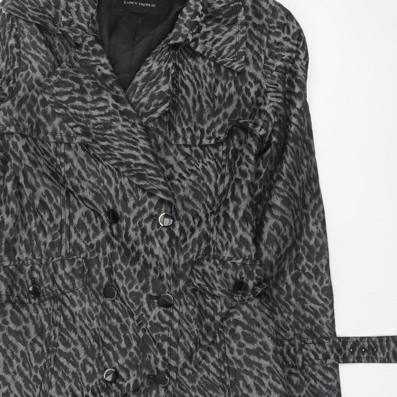Lancy From 25 Women's Grey UK 10 Leopard Print Belted Trench Coat