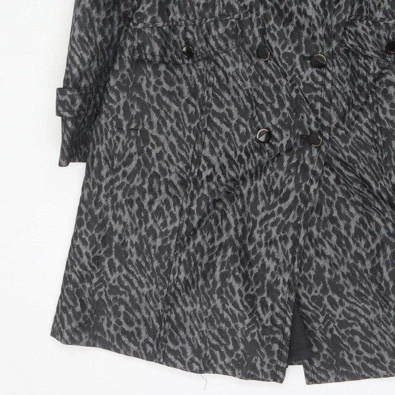 Lancy From 25 Women's Grey UK 10 Leopard Print Belted Trench Coat