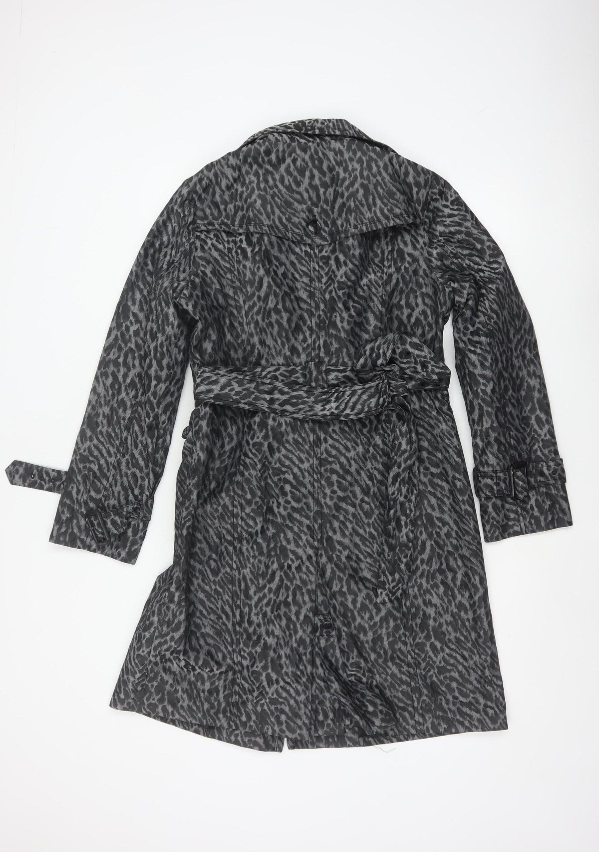 Lancy From 25 Women's Grey UK 10 Leopard Print Belted Trench Coat