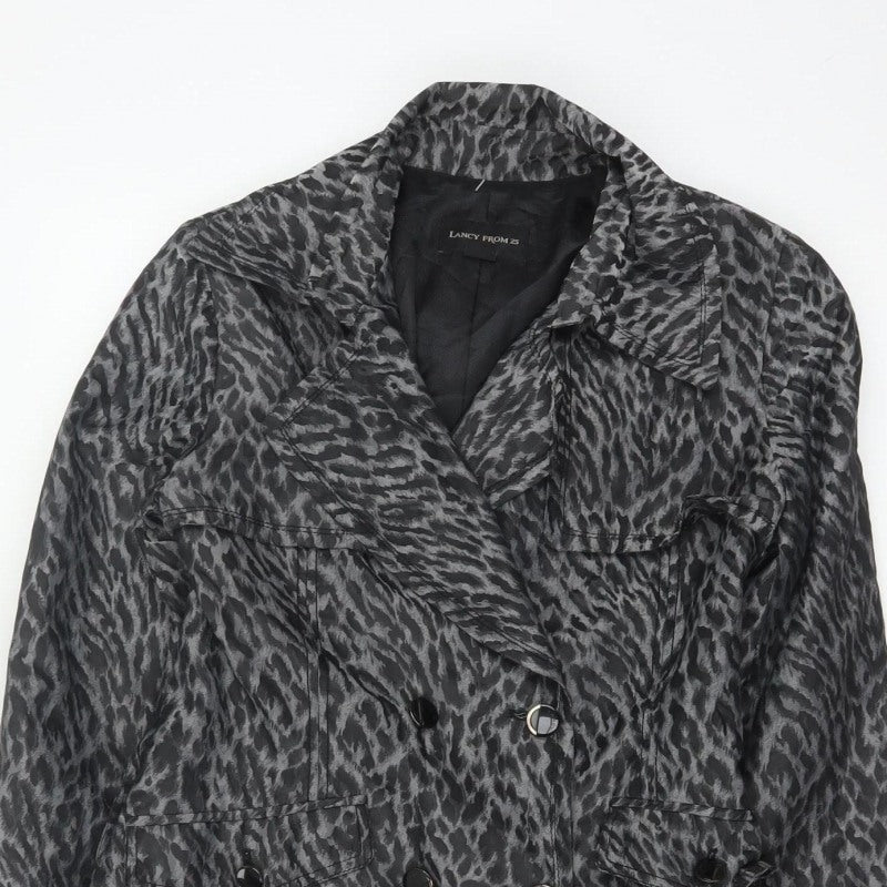 Lancy From 25 Women's Grey UK 10 Leopard Print Belted Trench Coat
