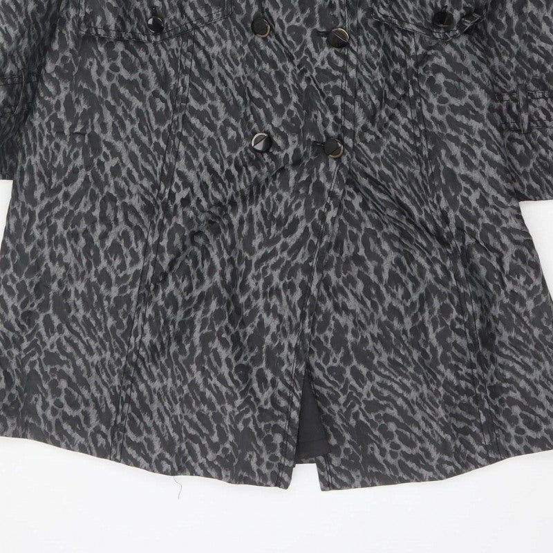 Lancy From 25 Women's Grey UK 10 Leopard Print Belted Trench Coat