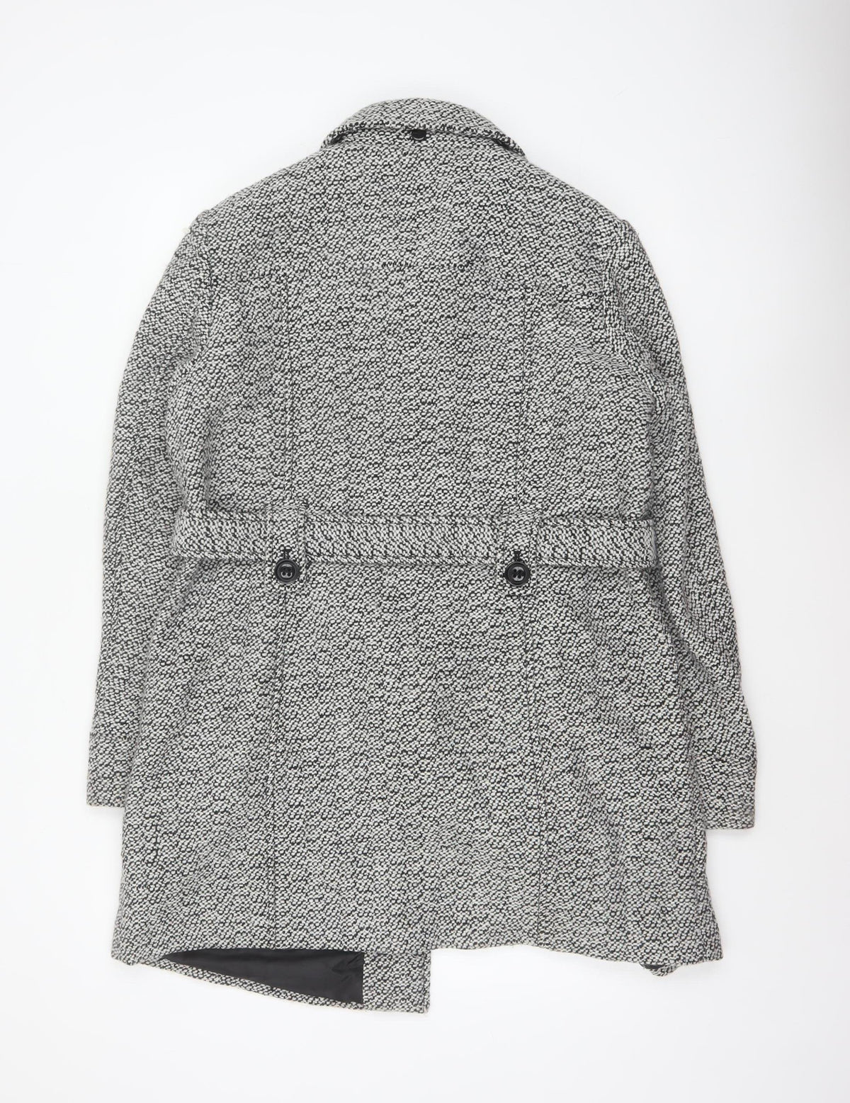 Liz Claiborne Women's Black & White L Tweed Belted Overcoat