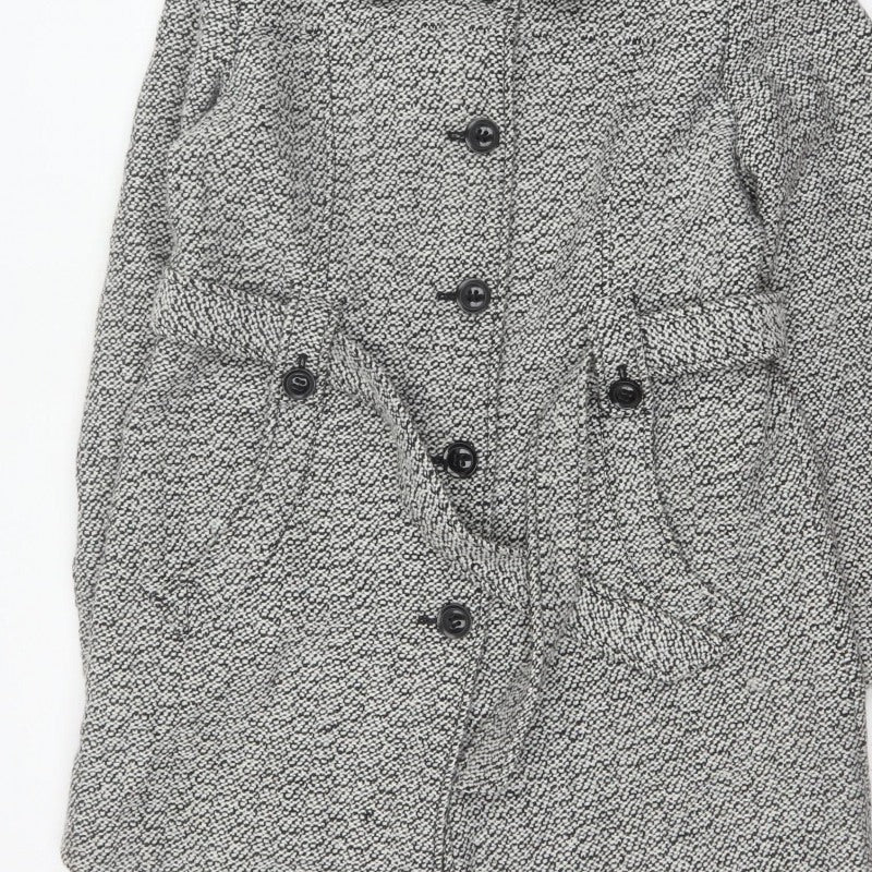Liz Claiborne Women's Black & White L Tweed Belted Overcoat