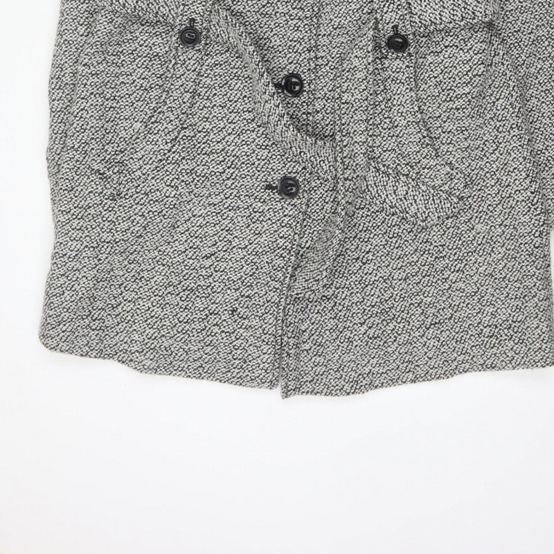 Liz Claiborne Women's Black & White L Tweed Belted Overcoat