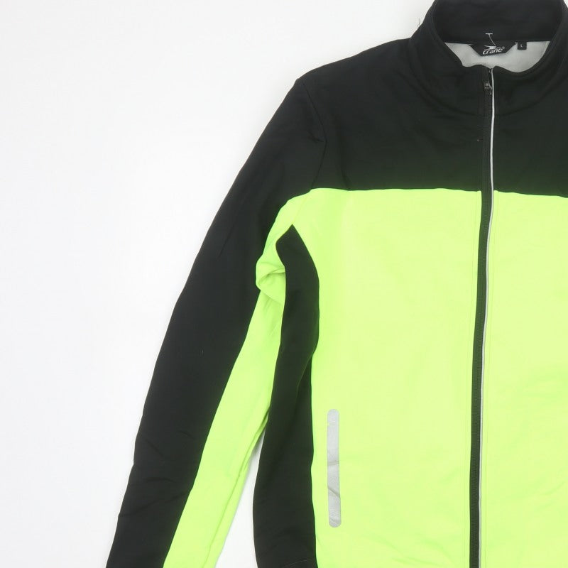 Crane Men’s Black Hi Vis Green L Cycling Softshell Reflective Jacket