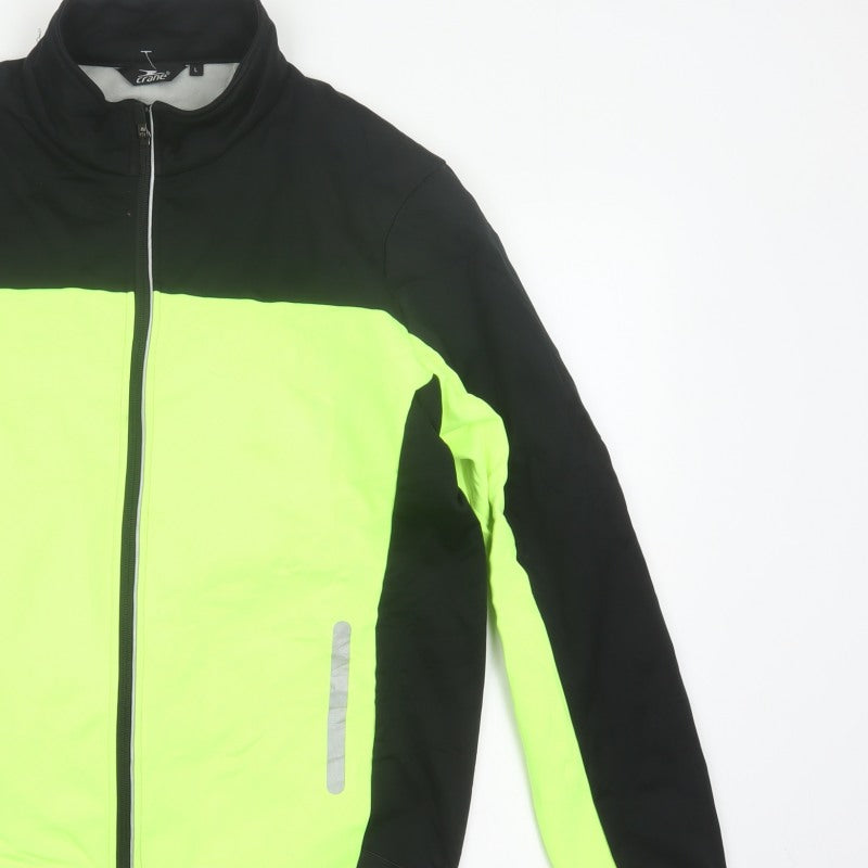 Crane Men’s Black Hi Vis Green L Cycling Softshell Reflective Jacket